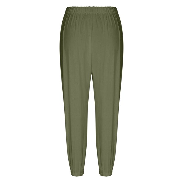 Pantalones recortados de moda para mujer Pantalones de pierna ancha con bolsillos cómodos (Verde L) FLhrweasw Para estrenar