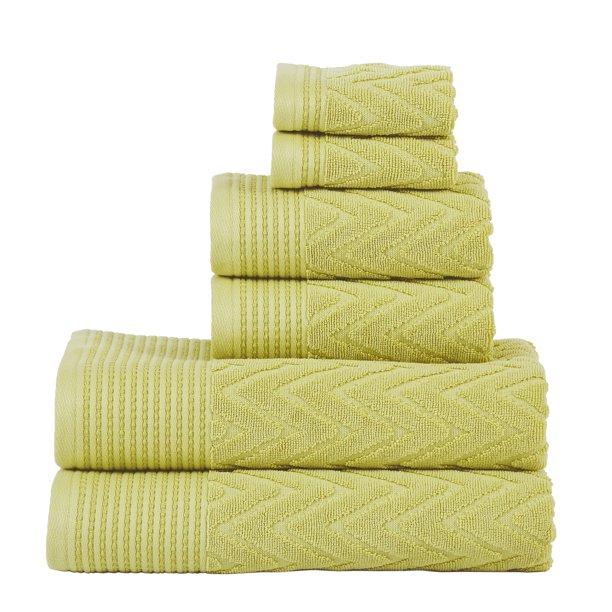 Superior 100Percent Cotton Chevron 6Piece Towel Set Celery