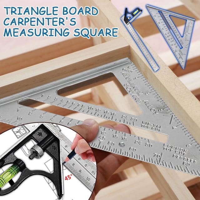 Jiaeri Combination Square Ruler Set Stainless Steel 12 Inch with Angle Finder Protractor Level Precision Measuring Tool for Woodworking Metalworking