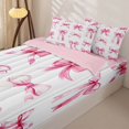 thumbnail image 3 of Manfei Pink Bow Heart Zipper Full Size Comforter Sets with Fitted Sheet and 2 Pillowcases For Girls,Cartoon Stars Accent Zipper Bedding Set For Kids,Pink Reversible,4 Pieces, 3 of 7