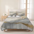 thumbnail image 3 of Queen Quilt Set 90''x96'', Marble Grey Lightweight Summer Bedspread Coverlet Set with 2 Pillow Shams, Modern Gold Luxury Neutral Texture Breathable All Season Quilt Bedding for Bedroom/Guest Room, 3 of 9