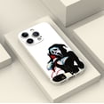 thumbnail image 4 of Elegante y duradera: funda plateada mate de doble capa con diseño divertido de dibujos animados para iPhone 15 Pro Max y más, 4 of 4