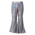 thumbnail image 2 of iiniim Kids Shiny Metallic Flare Pants Girls Elastic Waistband Wide Leg Bell Bottom for Performance Party, 2 of 7