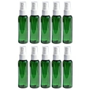 10 Piece Travel Spray Bottles 2oz. Green PET Plastic Sets with White Fine Misting Sprayers For Essential Oils, Aromatherapy, Perfumes, Bug Repellant, Liquids