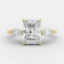 SOLITAIRE JEWELS 2.5Ct Radiant And Marquise Three Stone Moissanite Engagement Ring 10K Yellow Gold