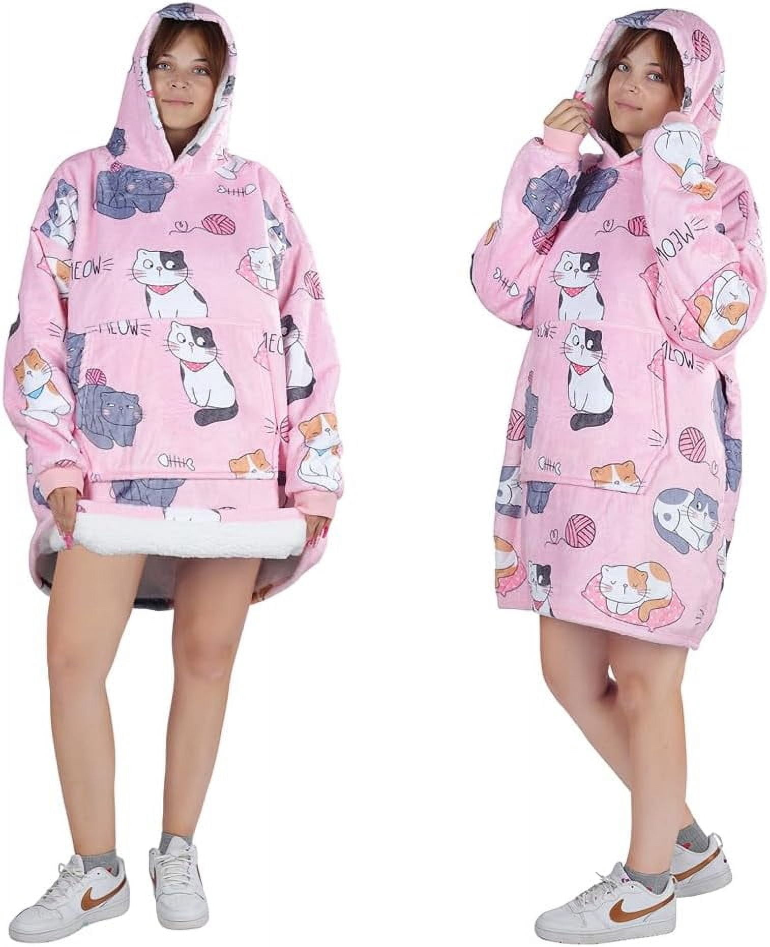 Moderong Wearable Blanket Hoodie, Oversized Flannel Comfy Sweatshirt for Adults,Warm Cozy Hooded Body Blanket