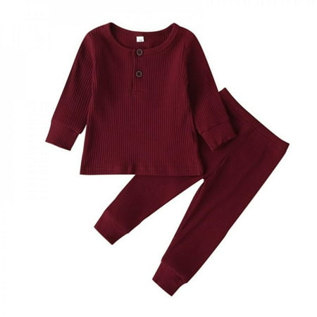 

Jandel Cute Baby Boy Girl Clothes Outfits Kids Solid Colors Sweatsuit Set Boys Girls Tracksuit Pants Set for Christmas 2PCS