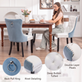 thumbnail image 5 of EHANCIS Modern Tufted PU Leather & Velvet Upholstered Dining Chairs, Set of 2, Kitchen Side Chairs with Nailhead Trim & Solid Wood Legs, White/Blue, 5 of 8