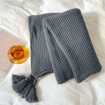 Kumdkd Soft Acrylic Sofa Blanket - Gray Knitted Throw for Living Room & Office, Extra Large Cozy Cover Blanket