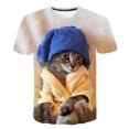 thumbnail image 1 of Camiseta con estampado 3D de dos gatos para hombre y mujer, camisa de manga corta, XXS, verano, 2021, 1 of 4