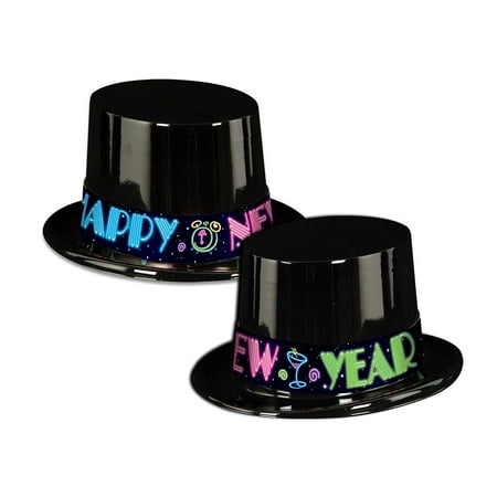 Burton & Burton Happy New Year Black Plastic Hat Pack/25
