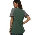thumbnail image 4 of FUTATA Women Casual Short Sleeve Stripe Tee Summer Casual Tunic Tops Blouse Round Neck Leopard Color Block T-Shirt Plus Green, 4 of 7