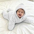 thumbnail image 4 of Kakishop Newborn Baby Star Shape Hooded Zipper Onesie Infant Winter Warm Solid Color Halloween Outfit (White,0-3 Months), 4 of 9