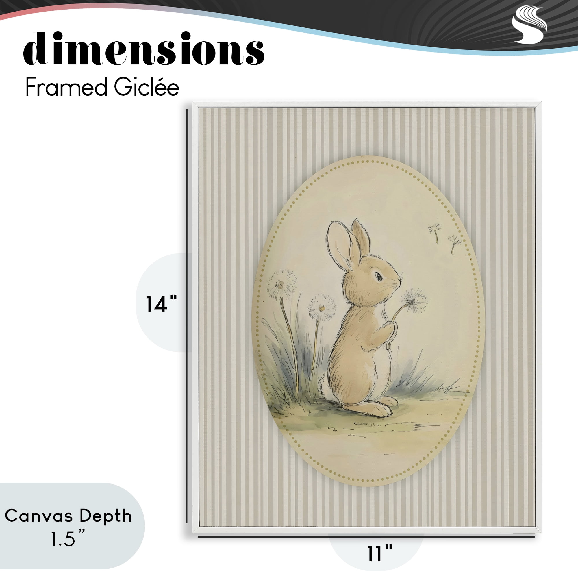 Stupell Industries Baby Bunny in Dandelions White Framed Giclee Art, design by Arlington Prints
