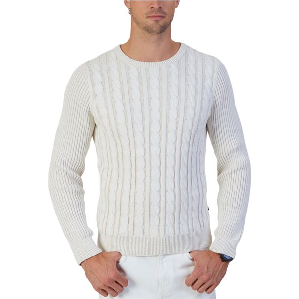 Suéter de punto Nautica con Cuello redondo para hombre blanco extragrande