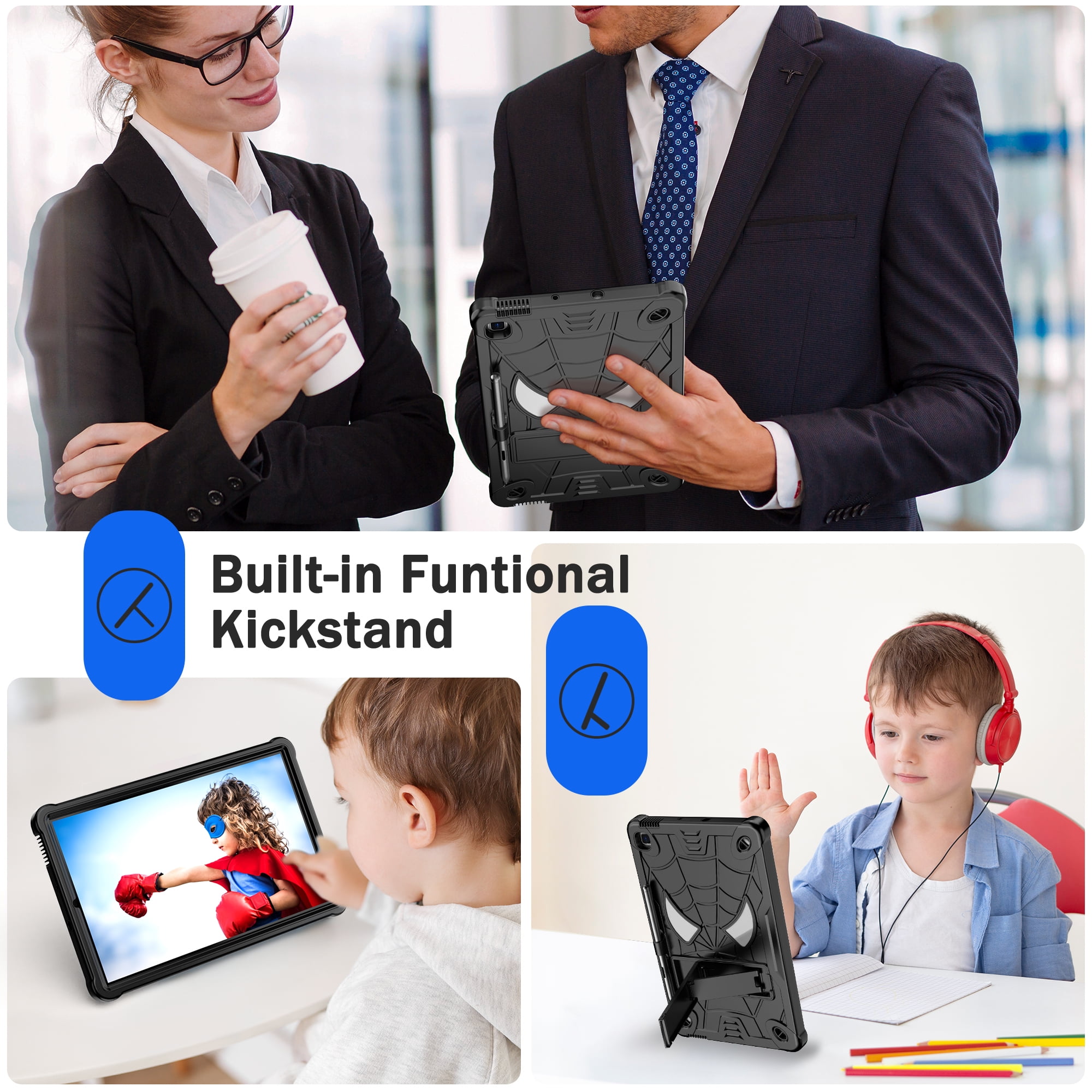 Dteck for iPad Air 5th/4th Gen Case iPad Pro 11 Case 2022/2021/2020/2018 with Pencil Holder, Heavy Duty Hybrid Shockproof Rugged Kids Case with Kickstand Crossbody Shoulder Strap,Black