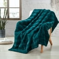 thumbnail image 6 of Home Soft Things Stylish Faux Fur Throw Blanket with Micromink Back, Luxury Soft Cozy Plush Fluffy Fuzzy Reversible Thick Warm Throw Blanket, 50x60 inches, Teal, 6 of 10