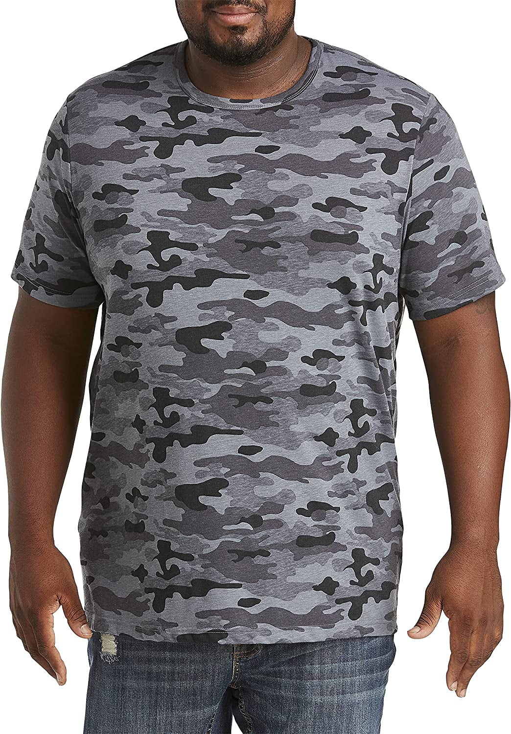 Harbor Bay by DXL Men's Big and Tall Camo Print Tee Shirt, Black Multi