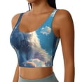 thumbnail image 2 of Pofeuu Clear Sky Blue Cat Print Sports Bra for Women Sexy Vest Yoga Running Gym Fitness Crop Bras Tops-Small, 2 of 8