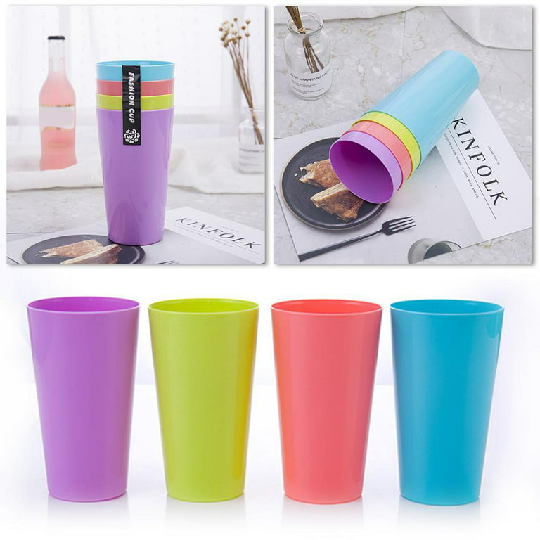 6 Pack Colorful Reusable Party Cups Tumbler Plastic Picnic Drinking Glasses