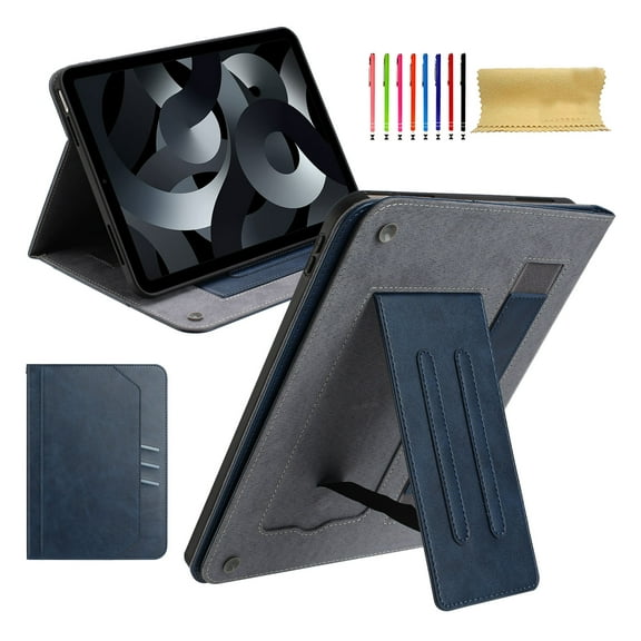 Case for Samsung Galaxy Tab S10 FE 2025 / Samsung Galaxy Tab S9 FE 2023, Premium PU Leather [Auto Wake / Sleep] Elastic Hand Strap Card Holder Foldable Muti-Angle Stand Folio, Darkblue