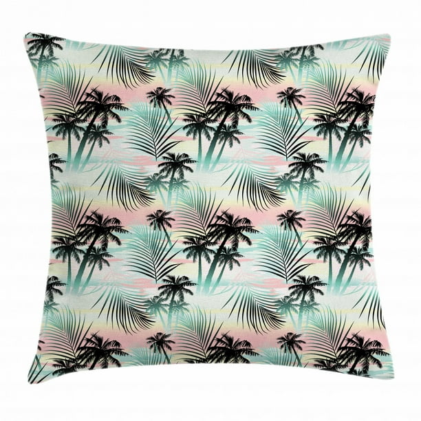 Hawaii Throw Pillow Cushion Cover, Summer Season Palm Trees and Exotic