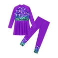 thumbnail image 4 of iixpin Big Girls 2 Pcs Modest Swimsuit Long Sleeve Ruffles Swimdress with Swim Leggings Upf 50+ Bathing Suits Burkini Purple 12, 4 of 6
