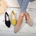 thumbnail image 4 of Women's Pointed Toe Flat Shoes Solid Color Knitted Slip on Shoes Casual Breathable Ballet Flats Women Flat Shoes Loafers Women, 4 of 5