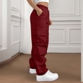 thumbnail image 5 of QHFBli Womens Parachute Pants Wide Leg Cargo Pants Street Trousers with Pockets, 5 of 8