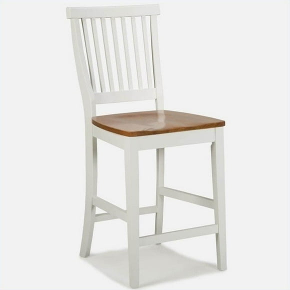 Homestyles Americana Traditional Wood Counter Stool in Antique White and Oak