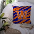 thumbnail image 3 of Carolines Treasures CJ1023-WPW1414 Letter W Initial Tiger Stripe - Blue Orange Fabric Decorative Pillow, 14Hx14W,, 3 of 4