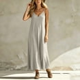 thumbnail image 5 of Drses Women's Solid Color Spaghetti Strap Maxi Sundress, V Neck Backless Sleeveless Cami Long House Lounge Dress Loose Fit Flowy Casual Comfy Summer Indoor Beach Vacation Outfits, 5 of 5