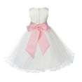 thumbnail image 3 of Ekidsbridal Satin Ivory Peach Tulle Rattail Edge Flower Girl Dresses for Communion Baptism Christening Gown Wedding Pageant 829S S, 3 of 3