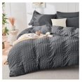 thumbnail image 5 of TiaGOC Comforter Set Seersucker 5 Pieces, All Season Luxury Bed in a Bag for Bedroom, Bedding Set with Comforters, Sheets, Pillowcase & Sham, Dark Grey, 5 of 9