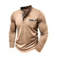 thumbnail image 7 of Tshirts Shirts for Men with Pocket Button Stand Collared Long Sleeve Tees Tops Casual Printed Slim Fit Basic Comfort Pullover T-Shirts, 7 of 7