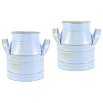 MLINS 2pcs Chic Flower Vase Vintage Farmhouse Jug Vase Metal Pitcher Vase Rustic Metal Galvanized Flower Pot Flower Bucket Decorative Planter Table Centerpiece