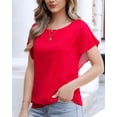 thumbnail image 3 of Uvplove Women's Summer Loose Casual Short Sleeve Chiffon Top T-Shirt Blouse,Bright Red,M, 3 of 15
