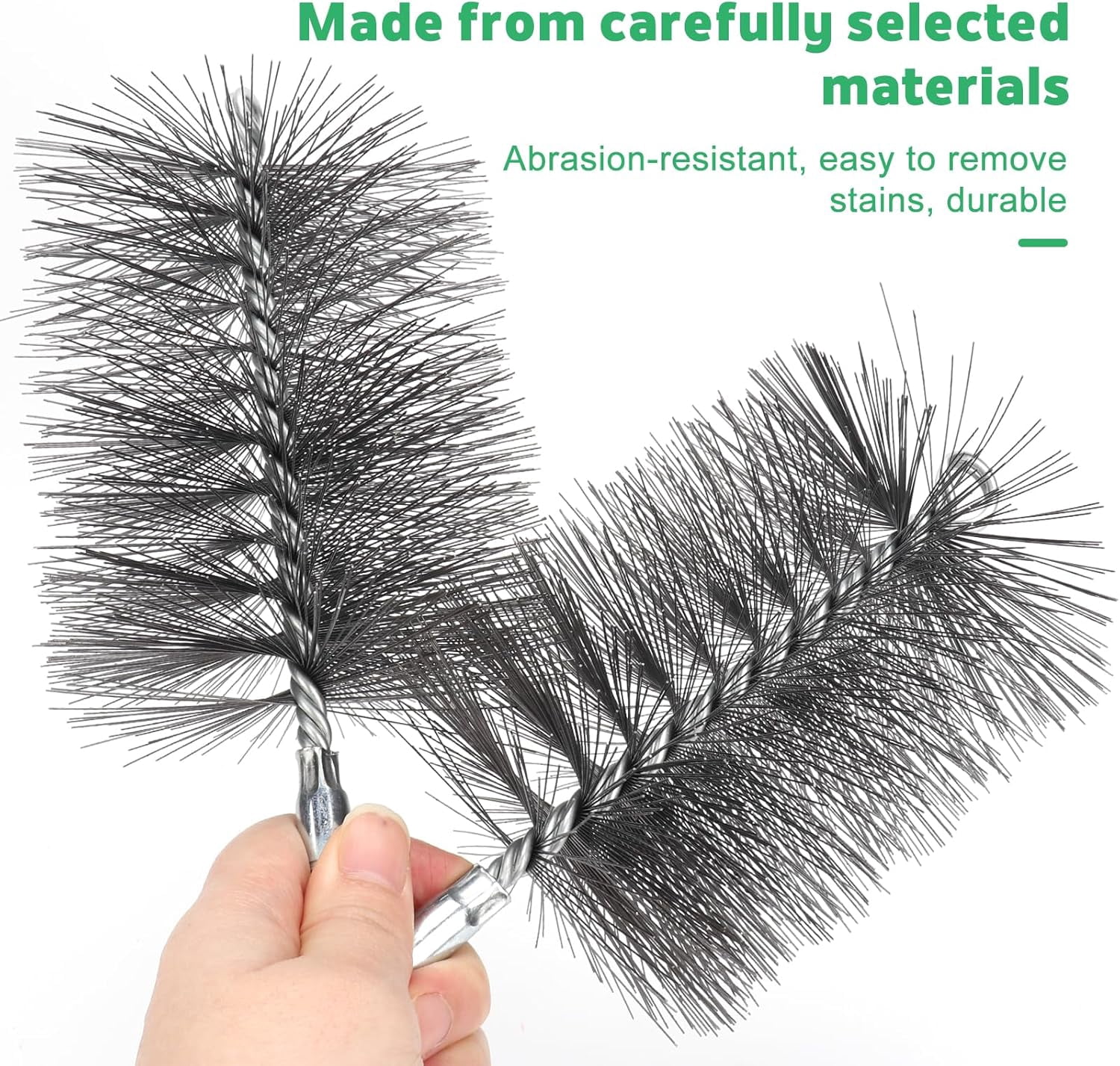 ABCISI Chimney Steel Cleaning Brush with 1/4" Metric Thread Fitting for Insulated Chimneys, Stainless Steel or Metal Stove Pipes, Works with Most Chimney Rod Sets (4 Inch)