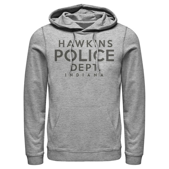 Netflix Men's Stranger Things Hawkins Police Department Pull Over Hoodie Athletic Heather Medium
