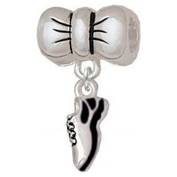 Mini Black Running Shoe - Bow Charm Bead
