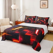 jejeloiu Modern Console Game Twin Sheet Sets,Cartoon Gamepad Twin Fitted Sheet,Red Orange Black Flat Sheet For Boys Teens,Super Cozy Room Decor,3pcs