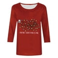 thumbnail image 4 of Elvqul Womens Tops Plus Size Cozy Shirts Christmas Vacation 3/4 Sleeve Red Crew Neck Tops for Women Pullover, 4 of 5