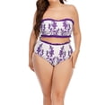 thumbnail image 4 of QLEICOM Womens Swimsuits Tummy Control Plus Size Swimsuit Coverup Bikini Digital Printing Tube Top Flash High Waist Split Size Swimsuit Purple 5XL, 4 of 7