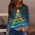 thumbnail image 6 of Craaazy Christmas Shirts for Women Long Sleeve Crew Neck Blouse Colorful Xmas Print Womens Tops Gifts for Women, 6 of 9