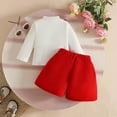thumbnail image 5 of Wdgfv Girls Outfits Sets Long Sleeve High Neck Embroidered Ribbed Top With Button Shorts Winter Fall Casual School Party Outfit For Toddler Baby 6 Months To 3 Years White 12-18 Months, 5 of 8