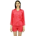thumbnail image 1 of Bimba Button-Down Shirt With Elastic Waist Shorts 2 Pcs Full Sleeve Night Wear Set, 1 of 1