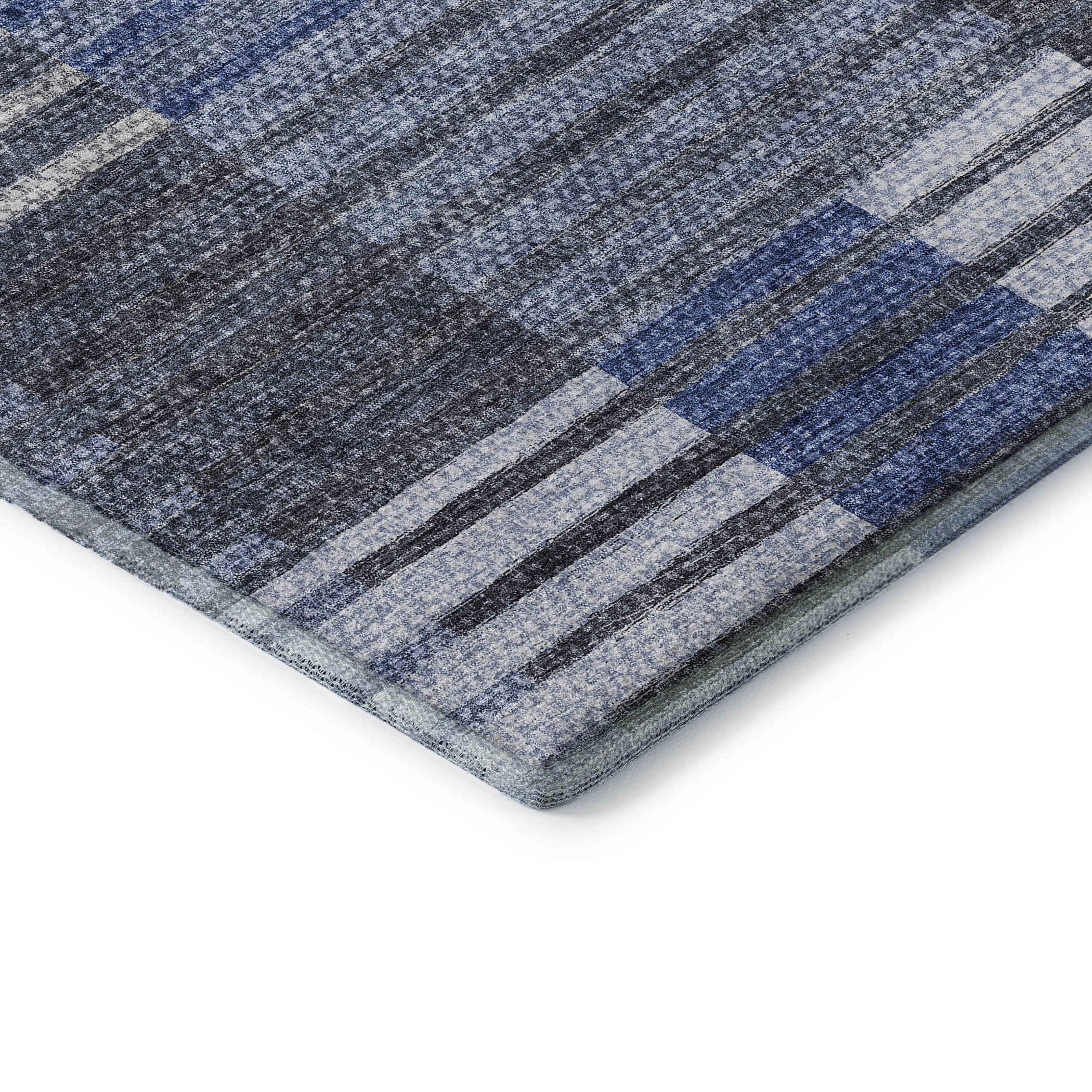 Addison Rugs Mayfield Washable Transitional Striped Blue Runner Rug, 2'3" x 7'6"