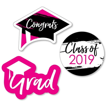 Pink Grad - Best is Yet to Come - DIY Shaped 2019 Graduation Party Cut-Outs - 24