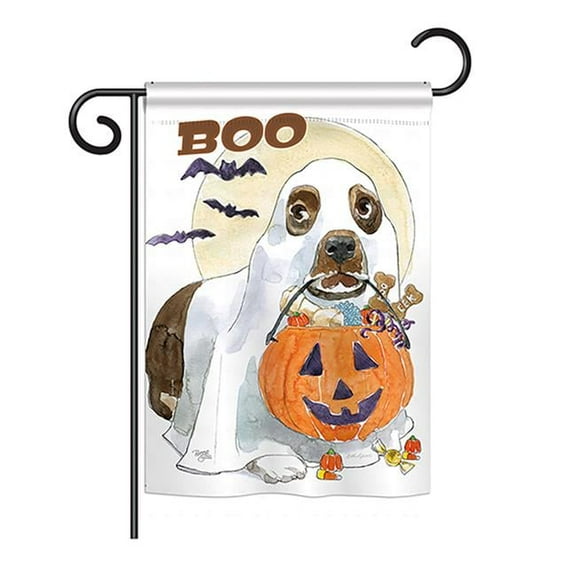 Breeze Decor BD-HO-G-112086-IP-BO-DS02-US 13 x 18.5 in. Seasonal Halloween Impressions Decorative Vertical Garden Flag - Halloween Boo Doggie Fall