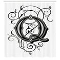 thumbnail image 3 of Ambesonne Initial Q Shower Curtain, Gothic Medieval Style Art, 69"Wx84"L, White Black and Grey, 3 of 3